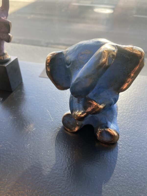Blå bronze elefant 9 cm